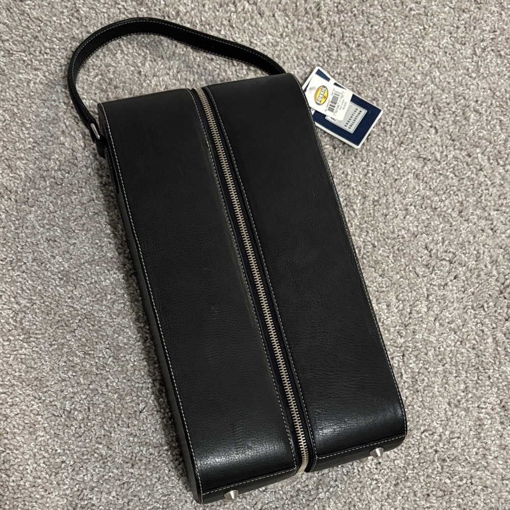 Fossil Black Leather Wine Carrier